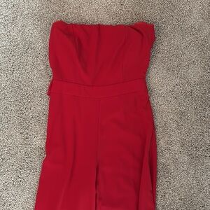 Strappy Red Strapless Jumpsuit